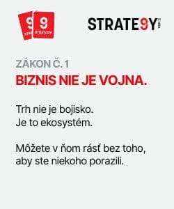 Obchod nie je vojna  Obrázok s nápisom: Zákon č. 1 - Obchod nie je vojna. Trh nie je bojisko, ale ekosystém. Môžete na ňom rásť bez toho, aby ste niekoho porazili - to je motto značky STRATE9Y.
